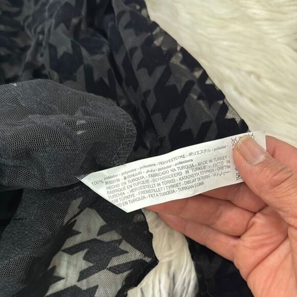 Zara Black Ribbed Buttoned Blouse with Mandarin Collar Size S - Picture 6 of 8